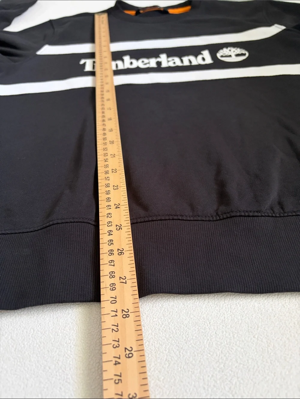 Timberland Black Crewneck Sweatshirt with White Stripe Logo